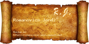Romanovics Jenő névjegykártya